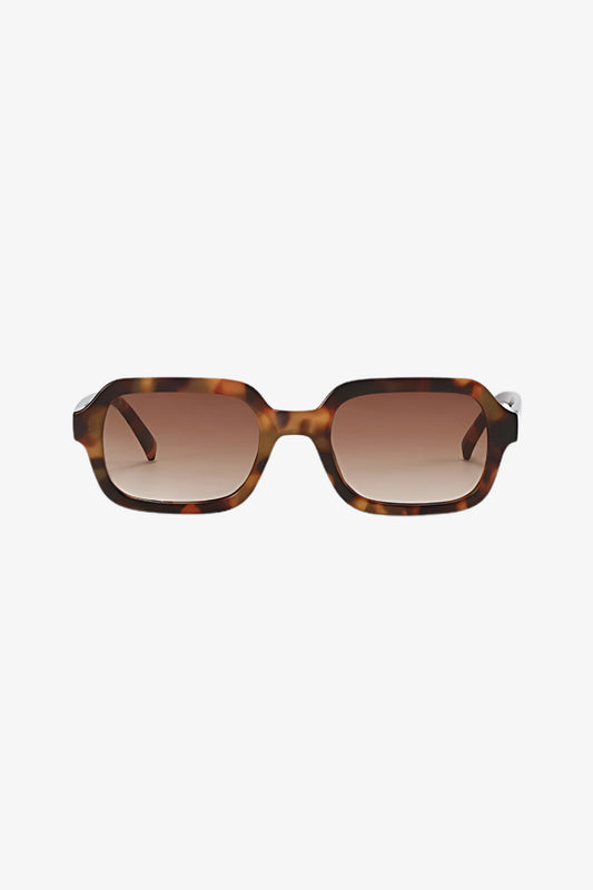 ANN - The Looking Forward - Square Tortoise Frame Sunglasses with Brown Gradient Lens on White Background | The Looking Forward Bali