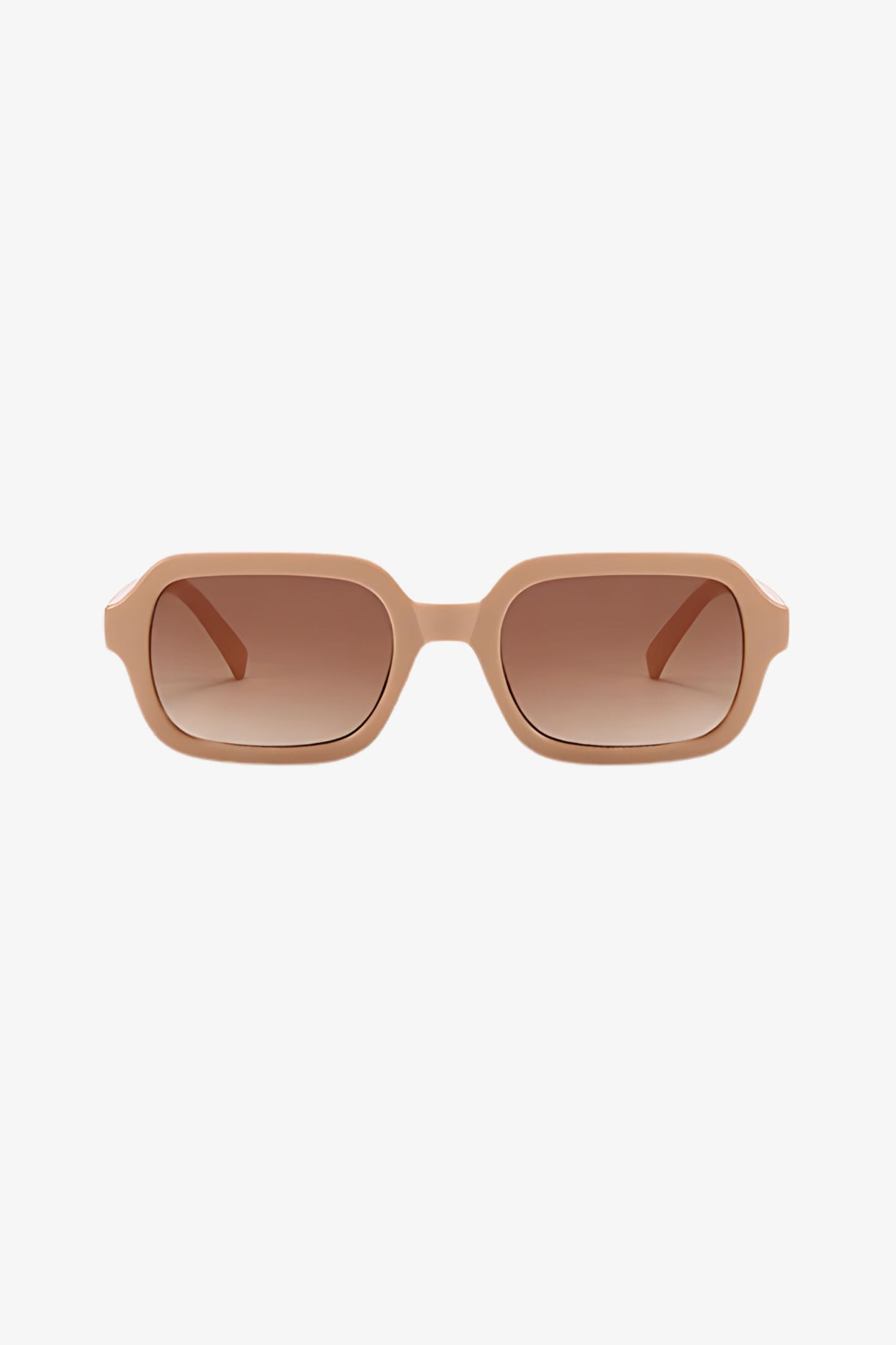 ANN - The Looking Forward - Square Cream, Pastel Frame Sunglasses with Brown Gradient Lens on White Background | The Looking Forward Bali