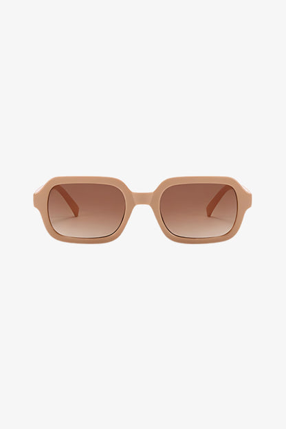 ANN - The Looking Forward - Square Cream, Pastel Frame Sunglasses with Brown Gradient Lens on White Background | The Looking Forward Bali